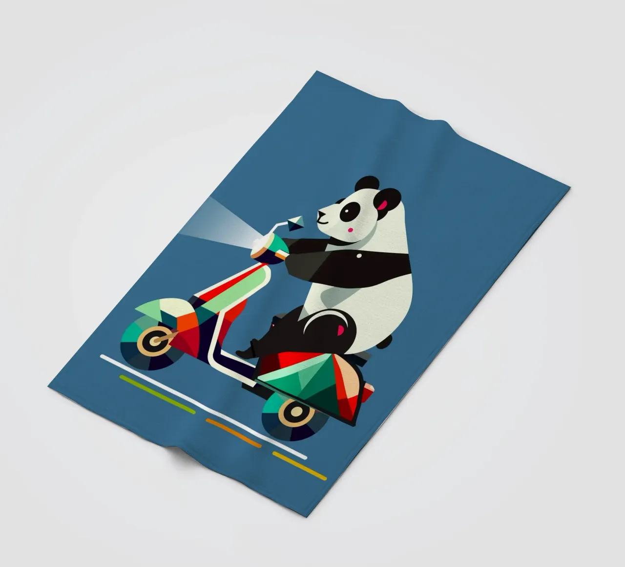 Un panda più simpatico su uno scooter colorato coperta in pile da namosh