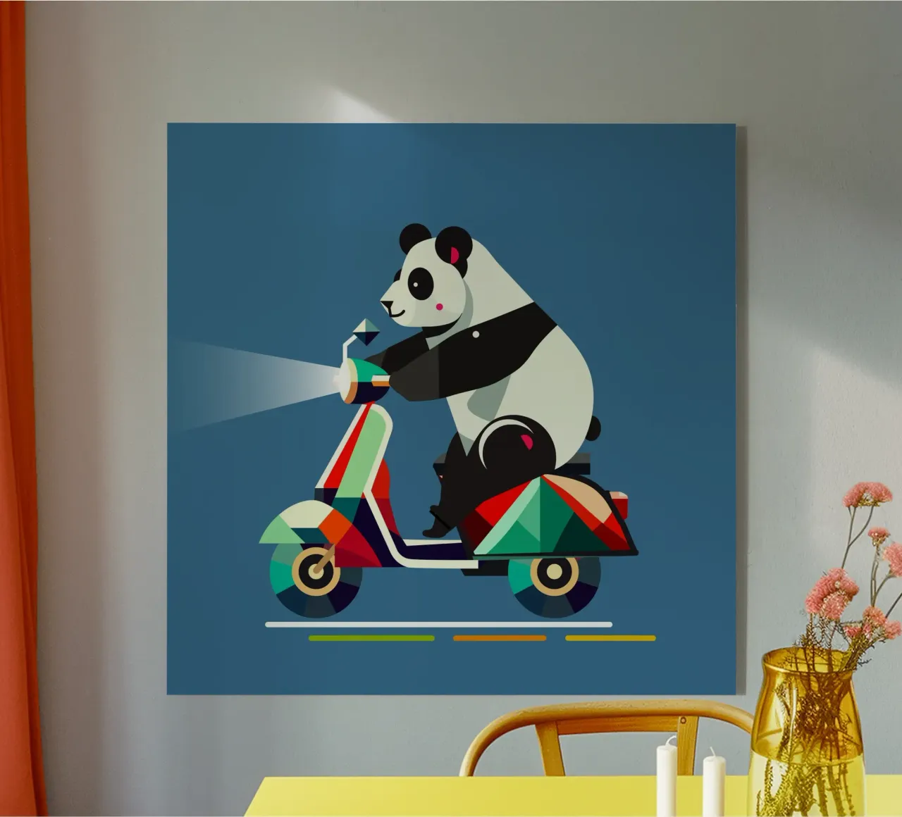 Un panda più simpatico su uno scooter colorato plexiglass da namosh