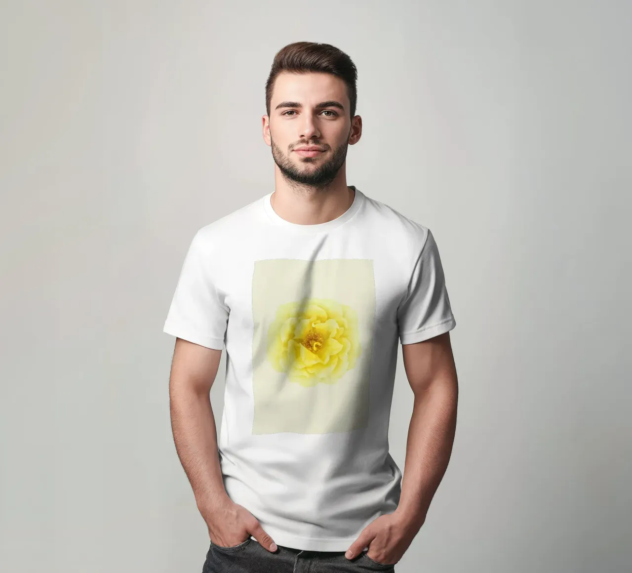 Une floraison d'une douce élégance : La rose jaune t-shirt de Curious Collections by Marielle Leenders
