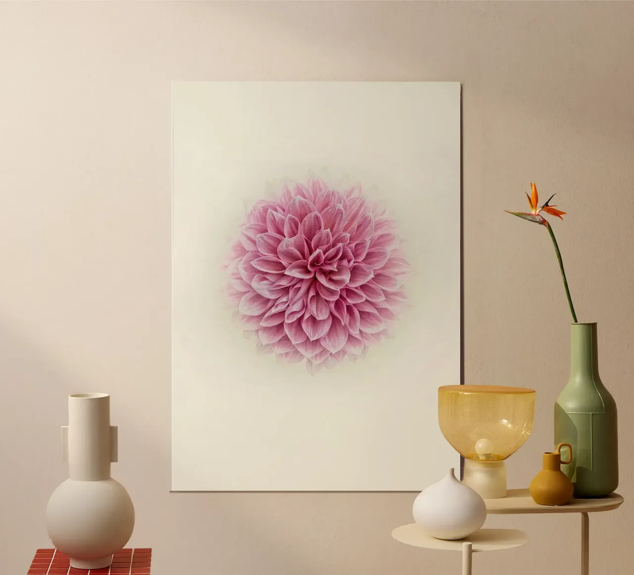 Grace and Tranquility in Bloom - Serene Pink Dahlia Hahnemühle von Curious Collections by Marielle Leenders