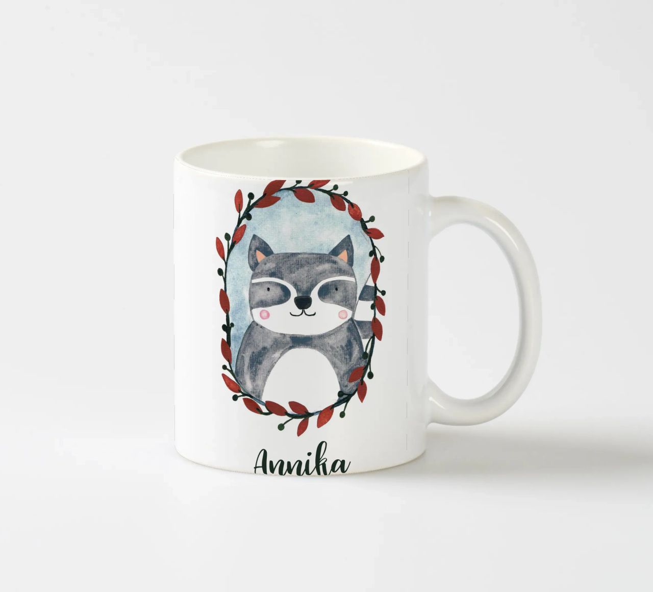 Kleiner Waschbär Portrait mit Name tazza in ceramica da BAINAI KIDS