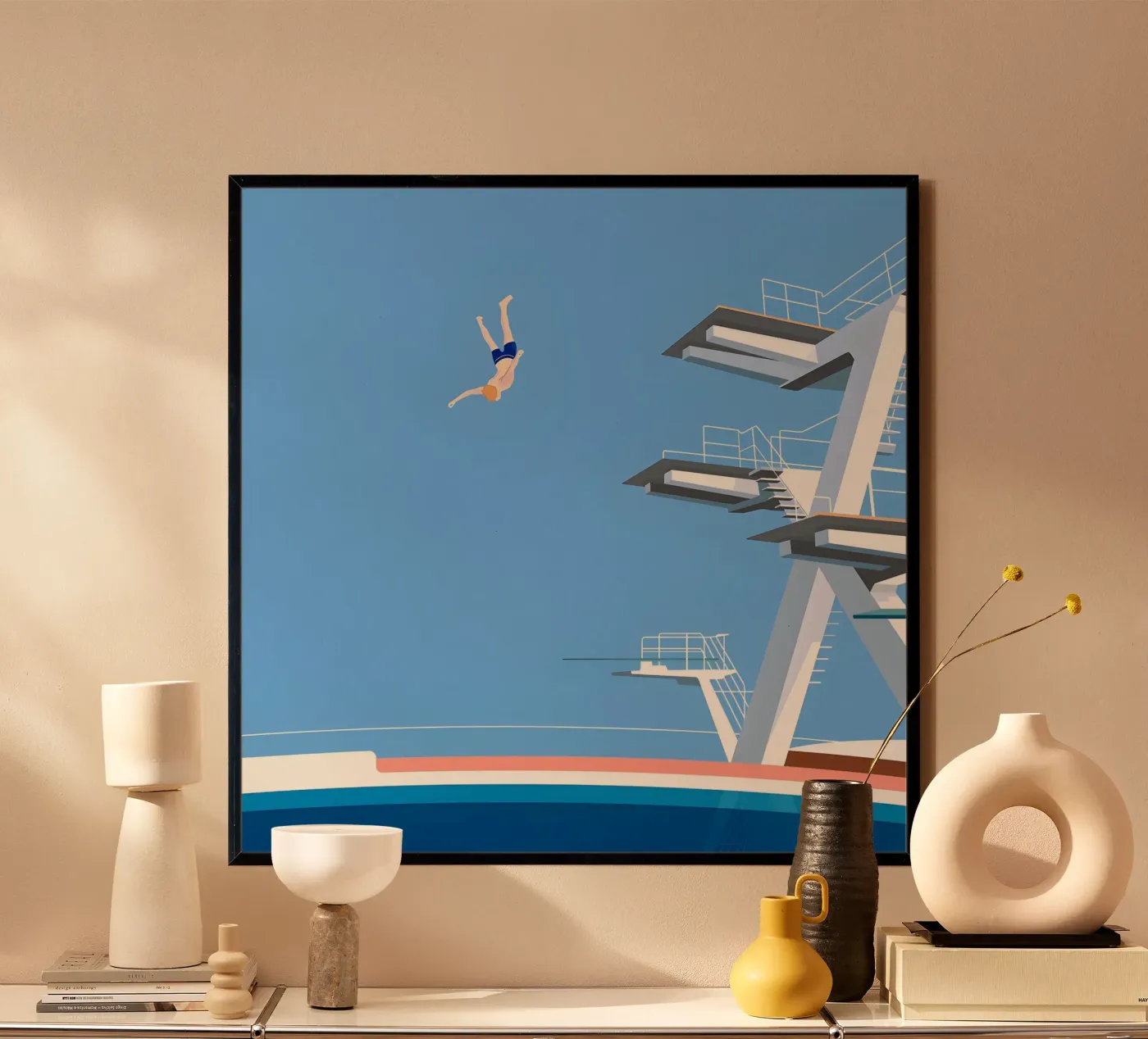 Diving Competition poster van Louie Robertson
