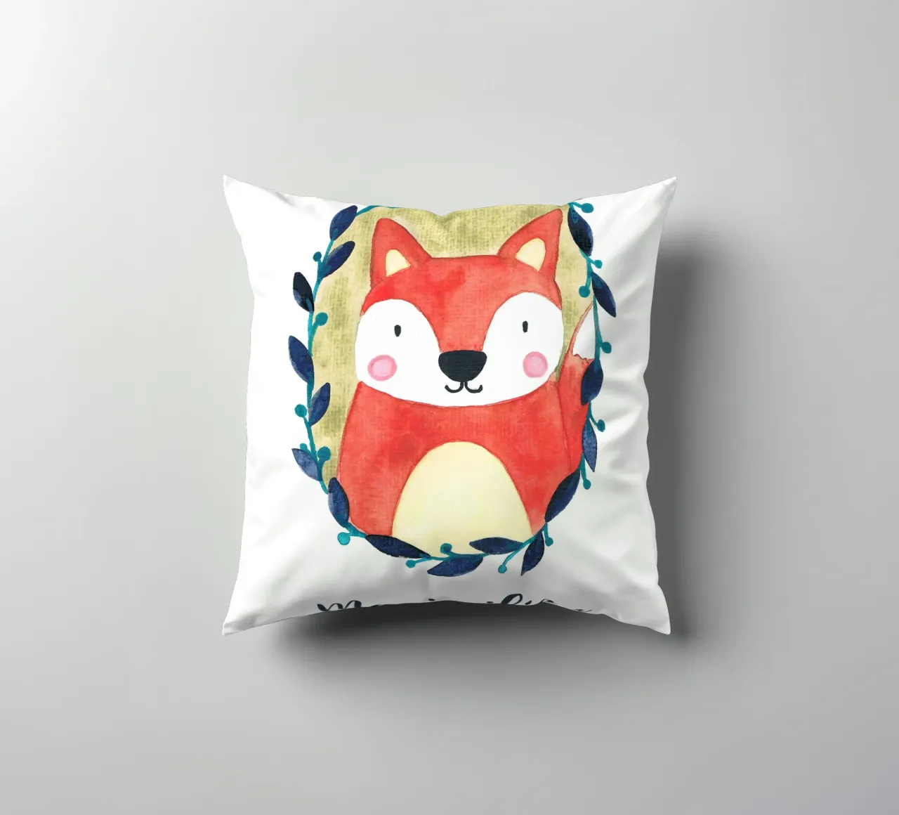 Kleiner Fuchs Portrait mit Name cuscino da BAINAI KIDS