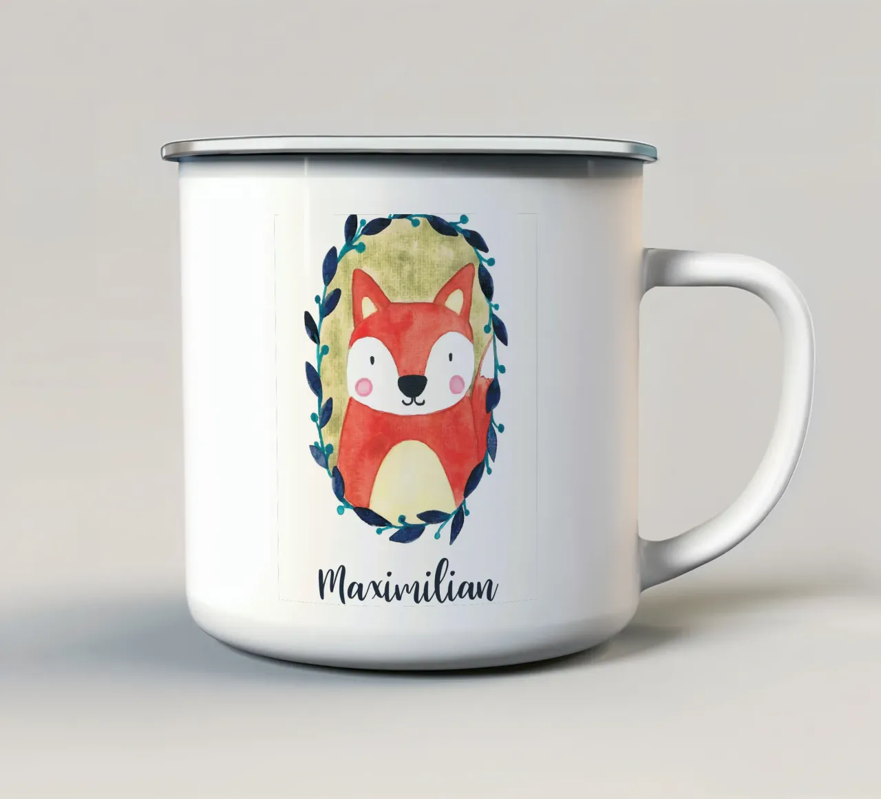 Kleiner Fuchs Portrait mit Name tazza in smalto da BAINAI KIDS