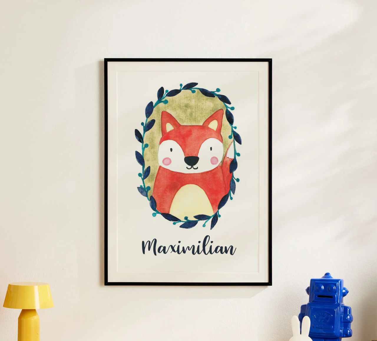 Kleiner Fuchs Portrait mit Name Poster von BAINAI KIDS