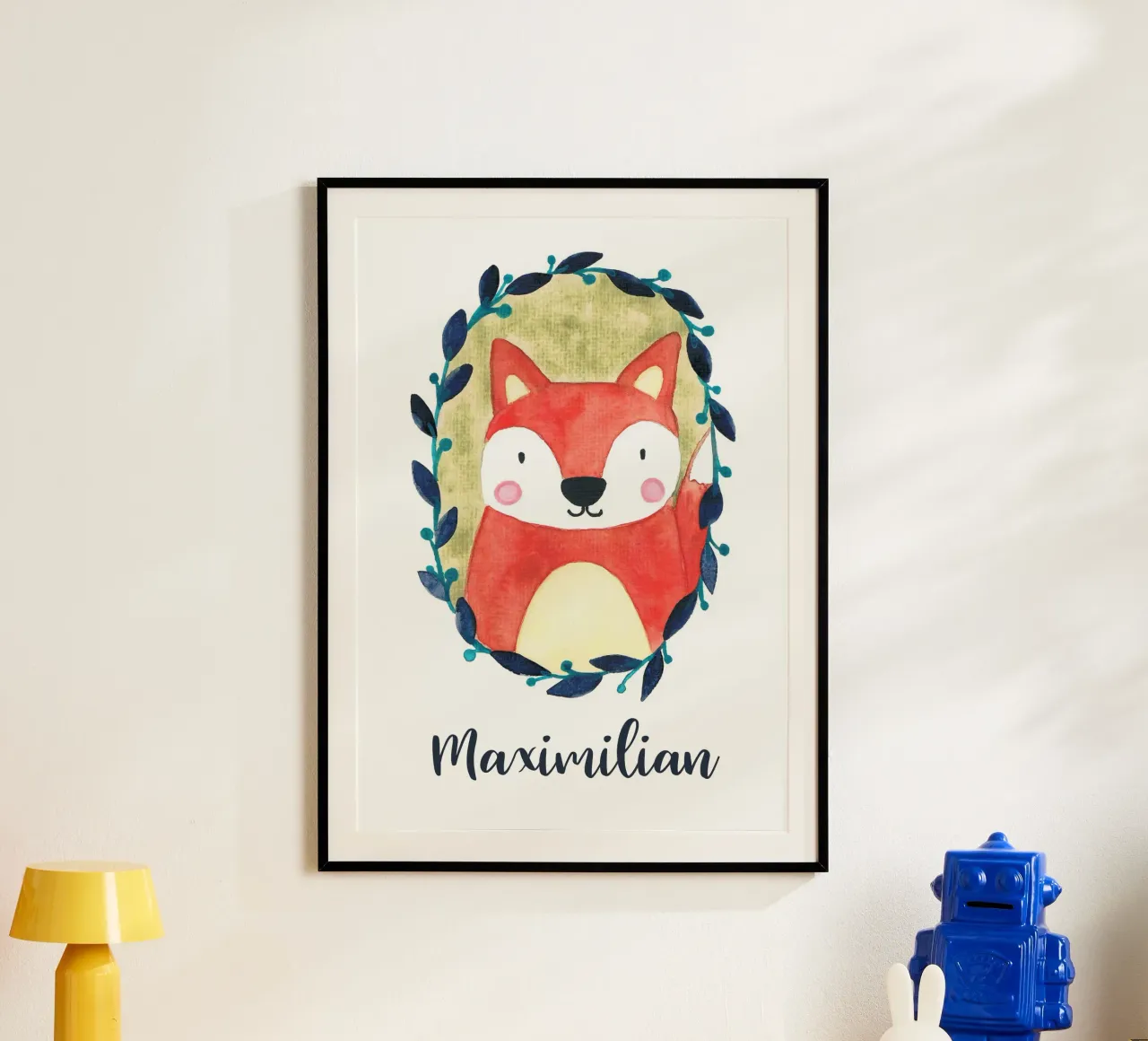 Kleiner Fuchs Portrait mit Name carta hahnemühle da BAINAI KIDS