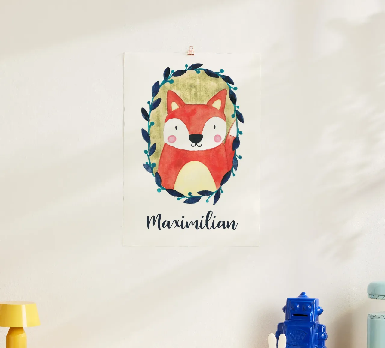 Kleiner Fuchs Portrait mit Name carta hahnemühle da BAINAI KIDS
