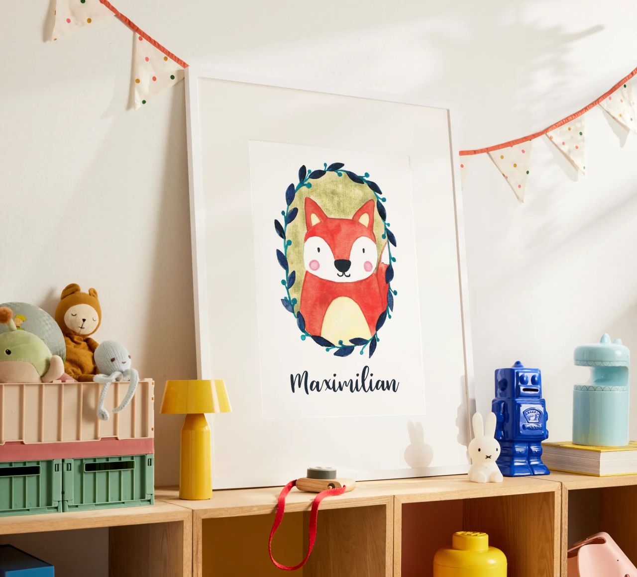 Kleiner Fuchs Portrait mit Name Poster von BAINAI KIDS
