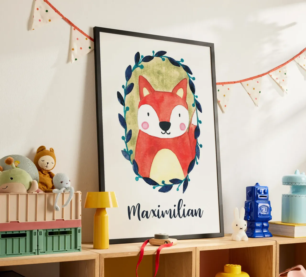 Kleiner Fuchs Portrait mit Name carta hahnemühle da BAINAI KIDS