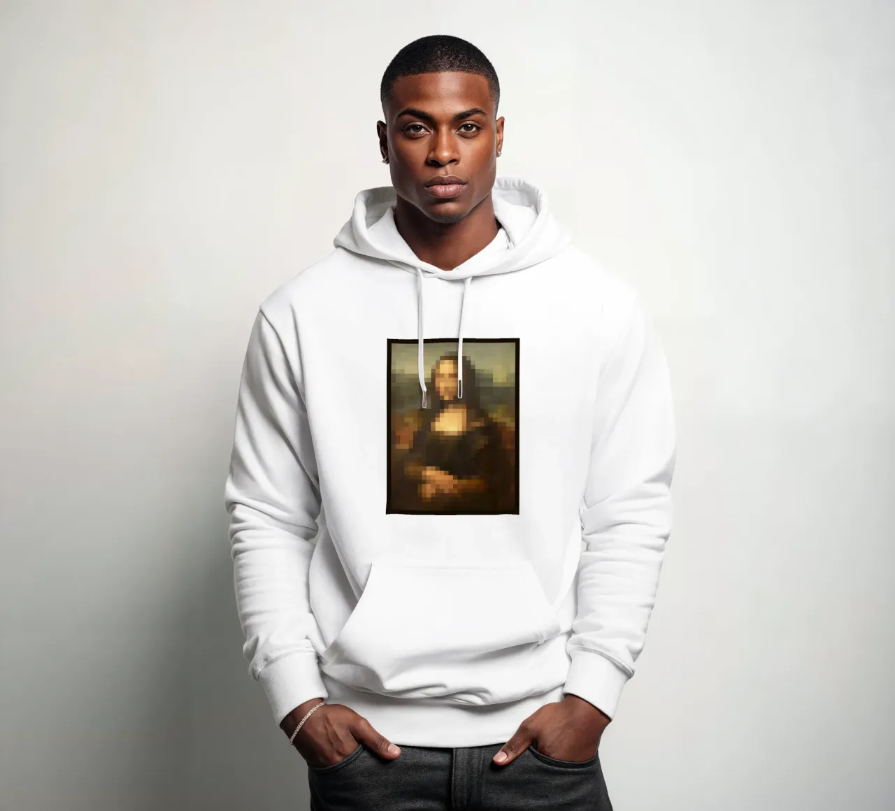 Pixeled Mona Lisa felpa con cappuccio da Pixeled