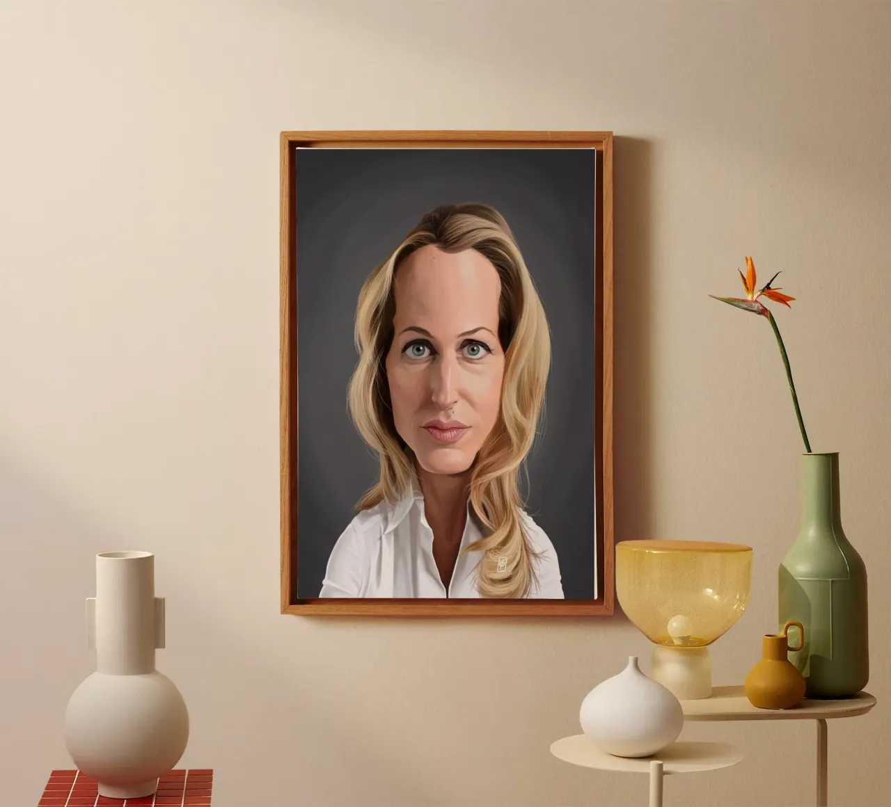 Gillian Anderson canvas met Baklijst van Rob Art | Illustration