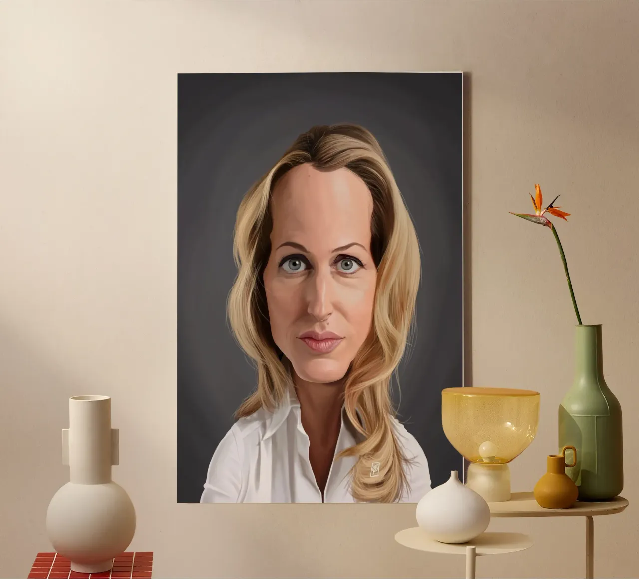 Gillian Anderson canvas met Baklijst van Rob Art | Illustration