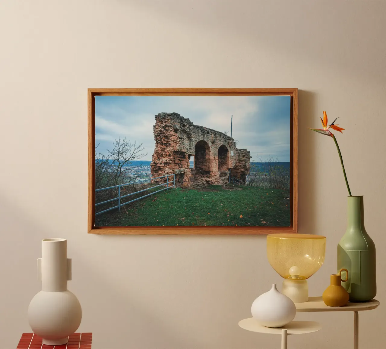 Ruine der Kunitzburg in Kunitz bei Jena tela con Cornice a cassetta da Marcus Beckert | Fotografie