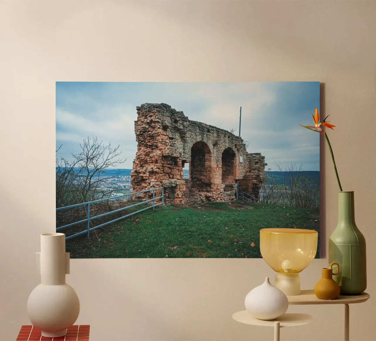 Ruine der Kunitzburg in Kunitz bei Jena tela con Cornice a cassetta da Marcus Beckert | Fotografie