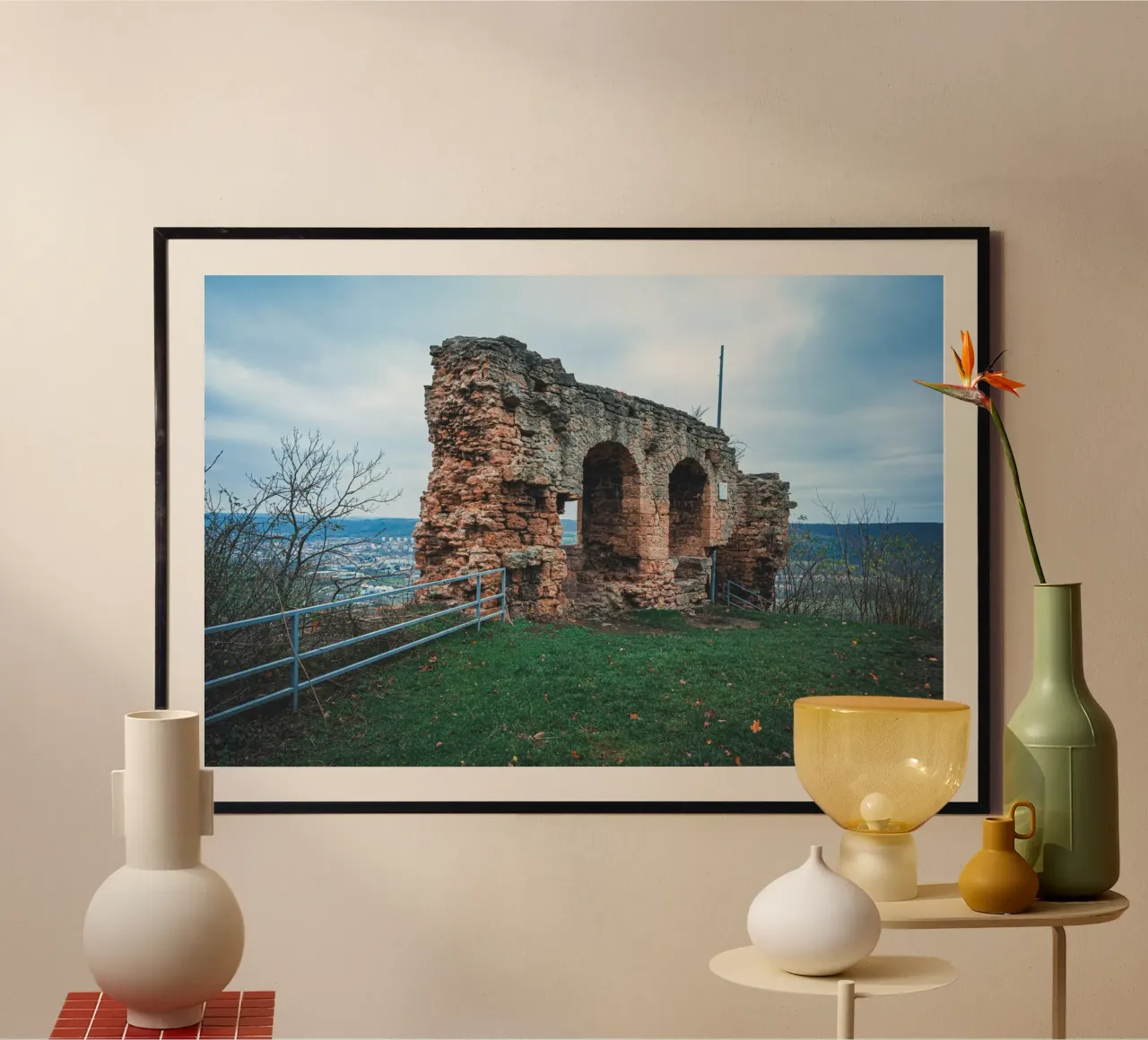 Ruine der Kunitzburg in Kunitz bei Jena poster con telaio in legno da Marcus Beckert | Fotografie
