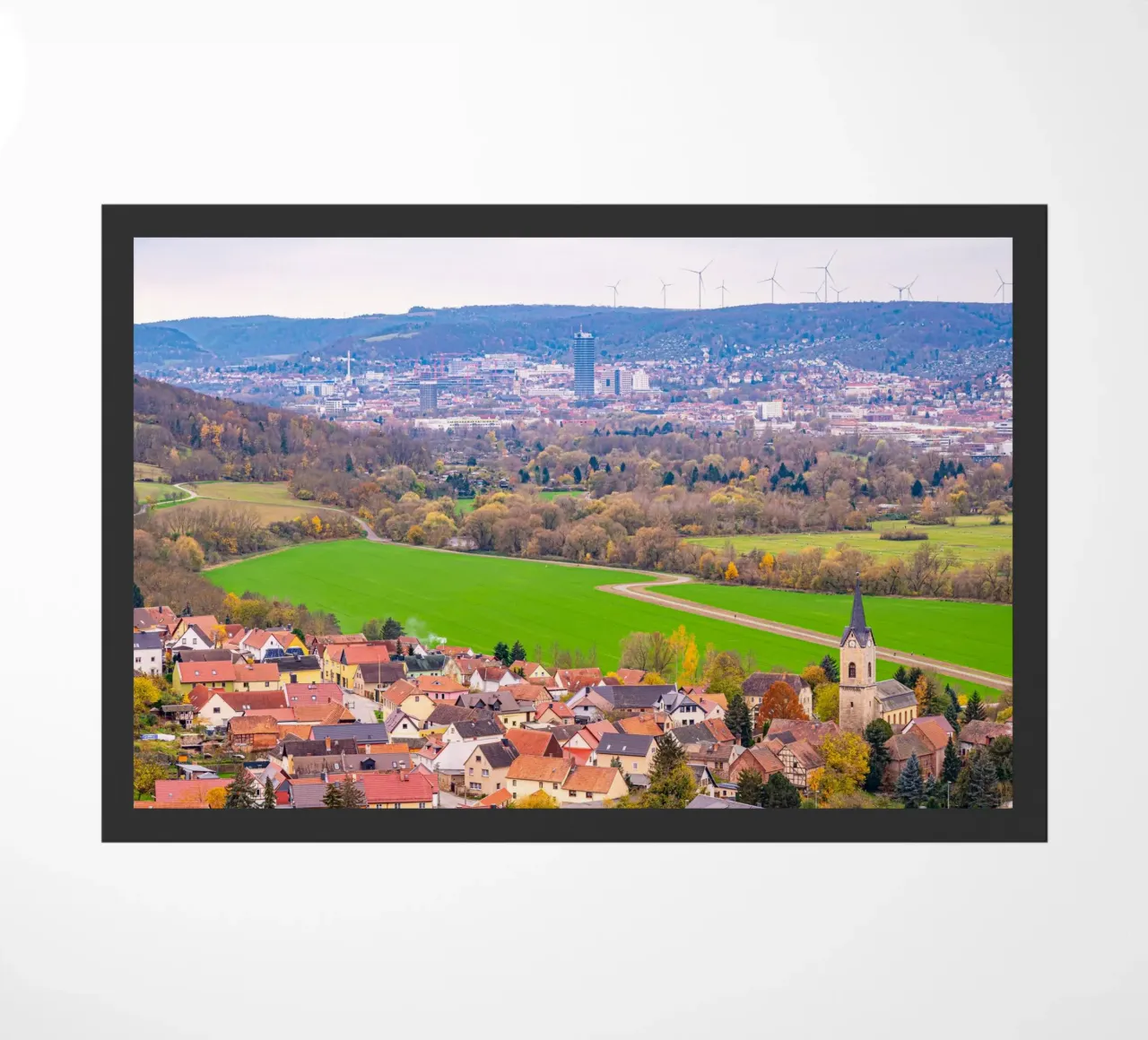Blick über das Dorf Kunitz bis nach Jena zerbino da Marcus Beckert | Fotografie