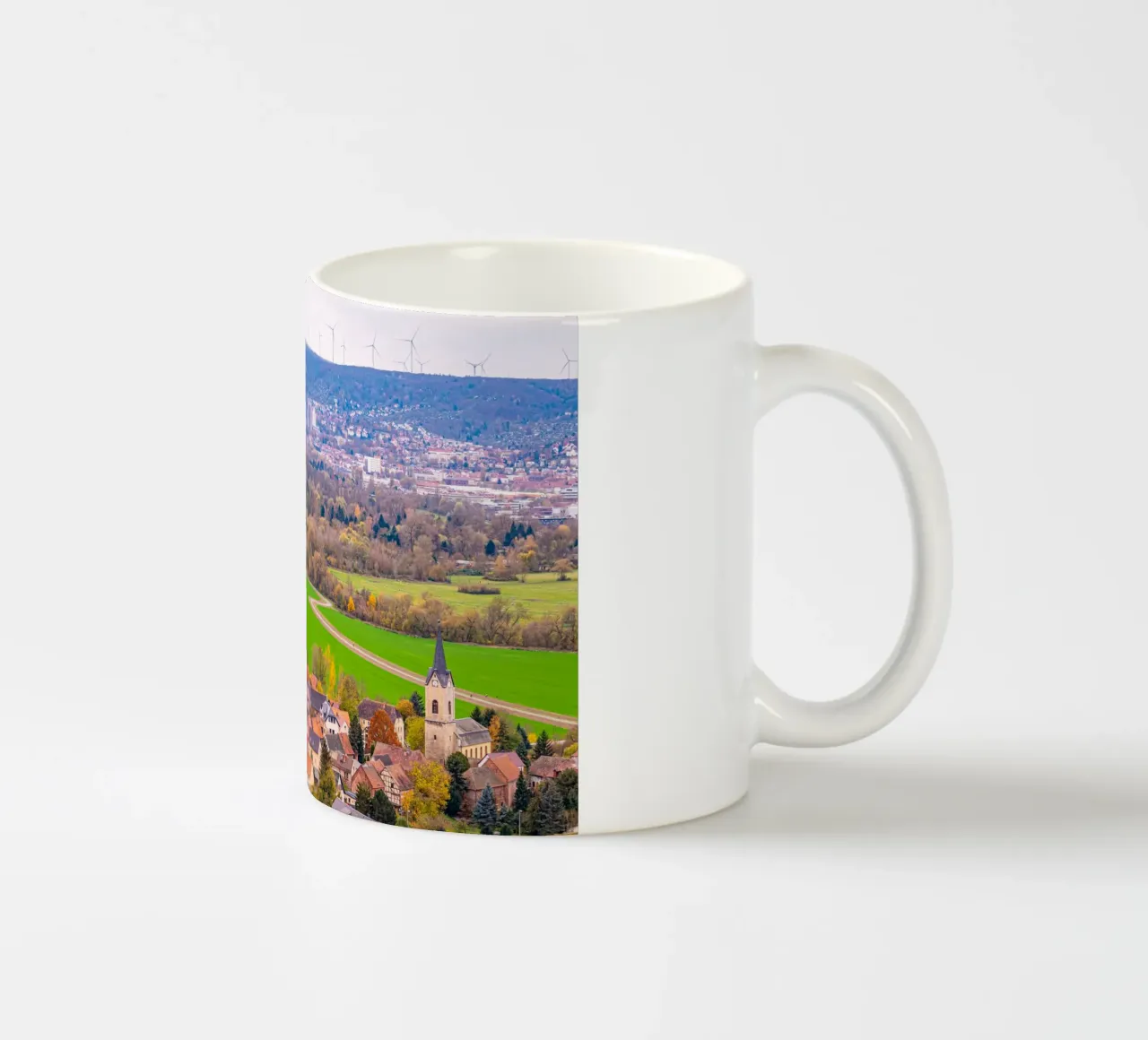 Blick über das Dorf Kunitz bis nach Jena tazza in ceramica da Marcus Beckert | Fotografie