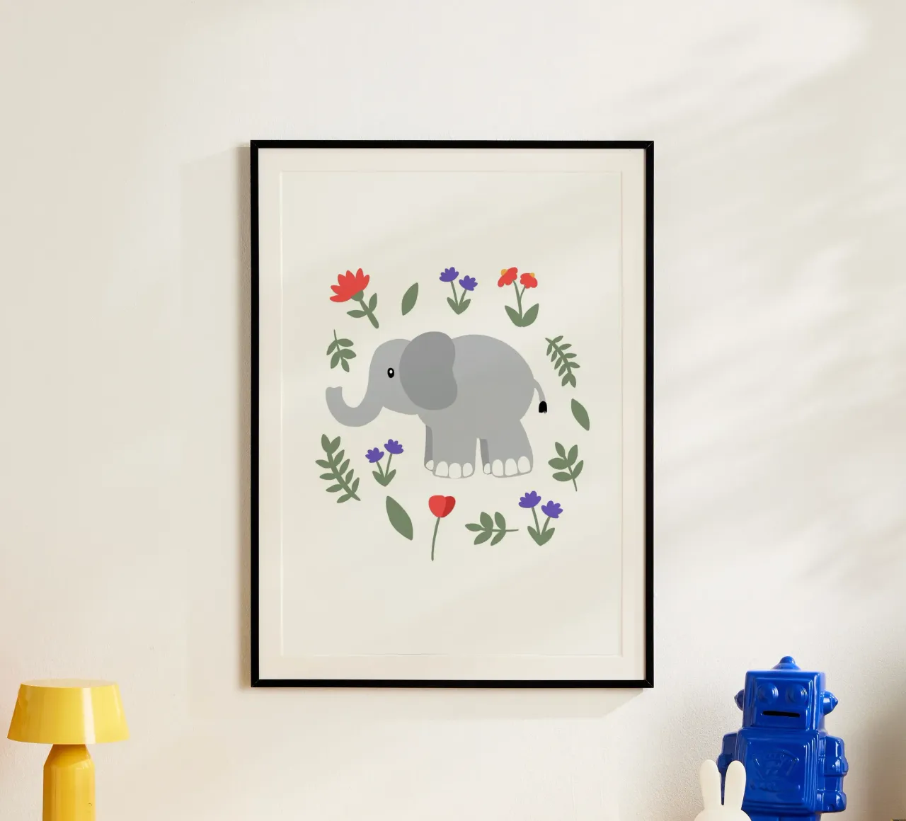 Kleiner Elefant poster con telaio in legno da BAINAI KIDS