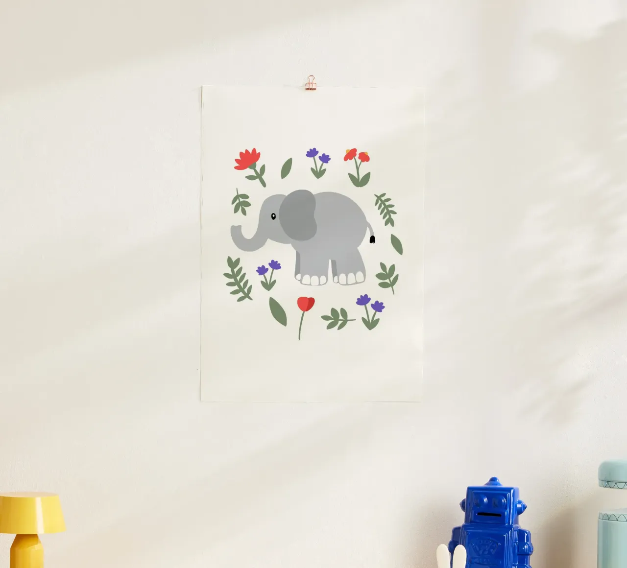 Kleiner Elefant poster con telaio in legno da BAINAI KIDS