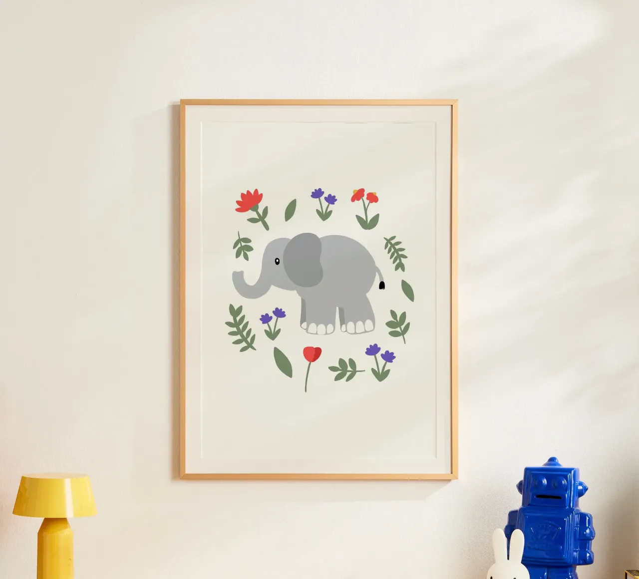 Kleiner Elefant poster con telaio in legno da BAINAI KIDS