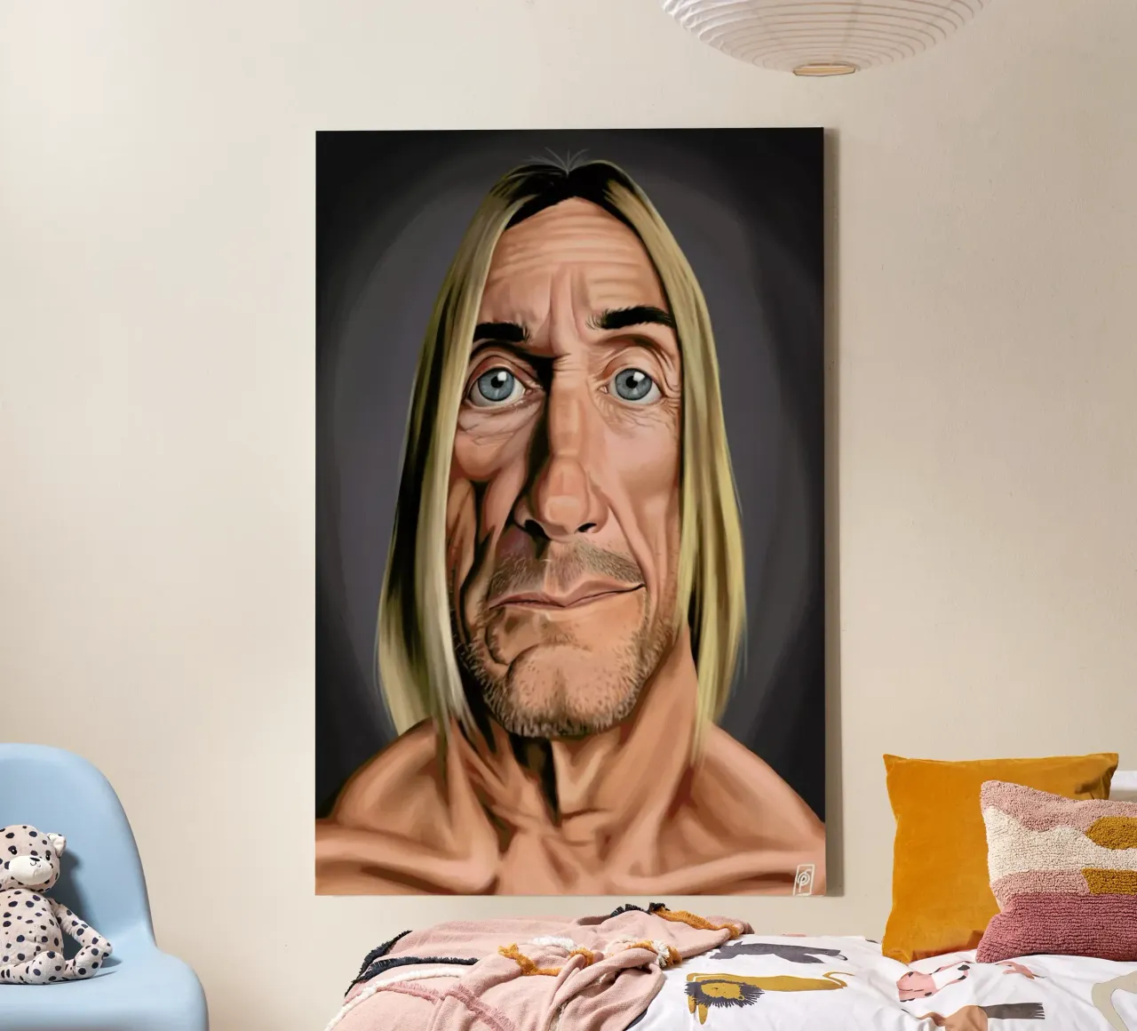 Iggy Pop canvas met Baklijst van Rob Art | Illustration