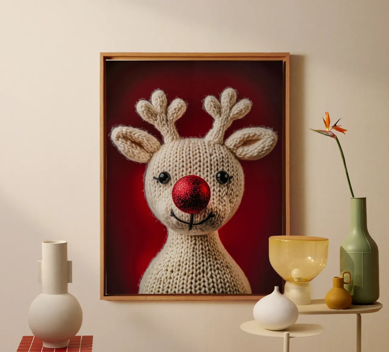 Reno de Navidad tejido para ti lienzo con Marco flotante de Autofocus