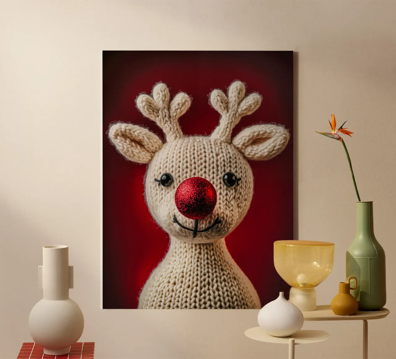Reno de Navidad tejido para ti lienzo con Marco flotante de Autofocus