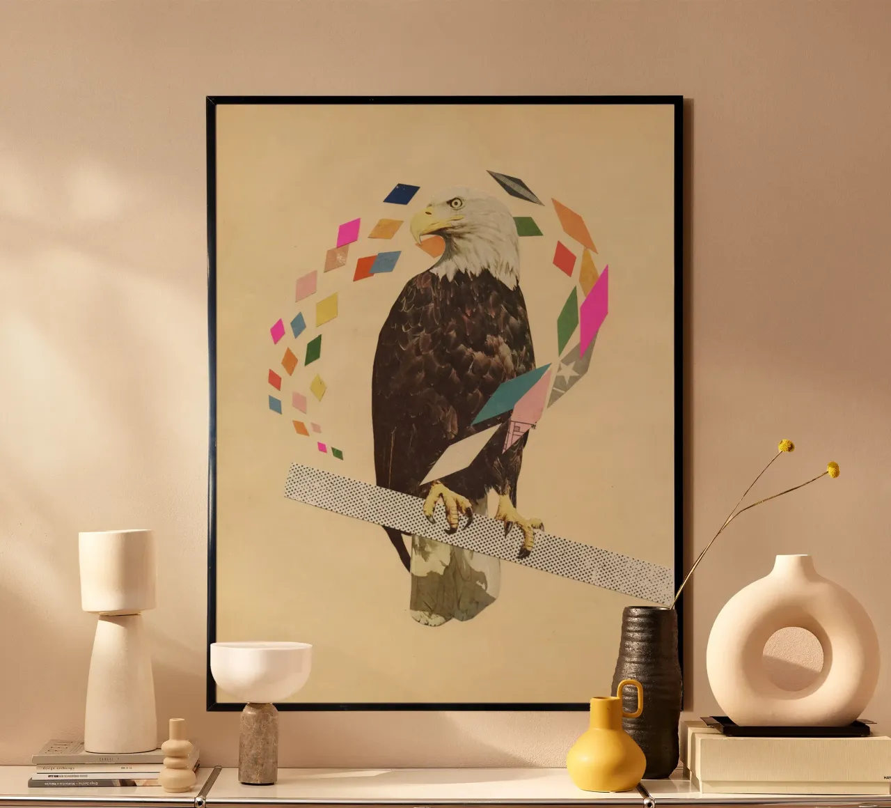 L'aquila è atterrata poster con telaio in legno da Cassia Beck Collage