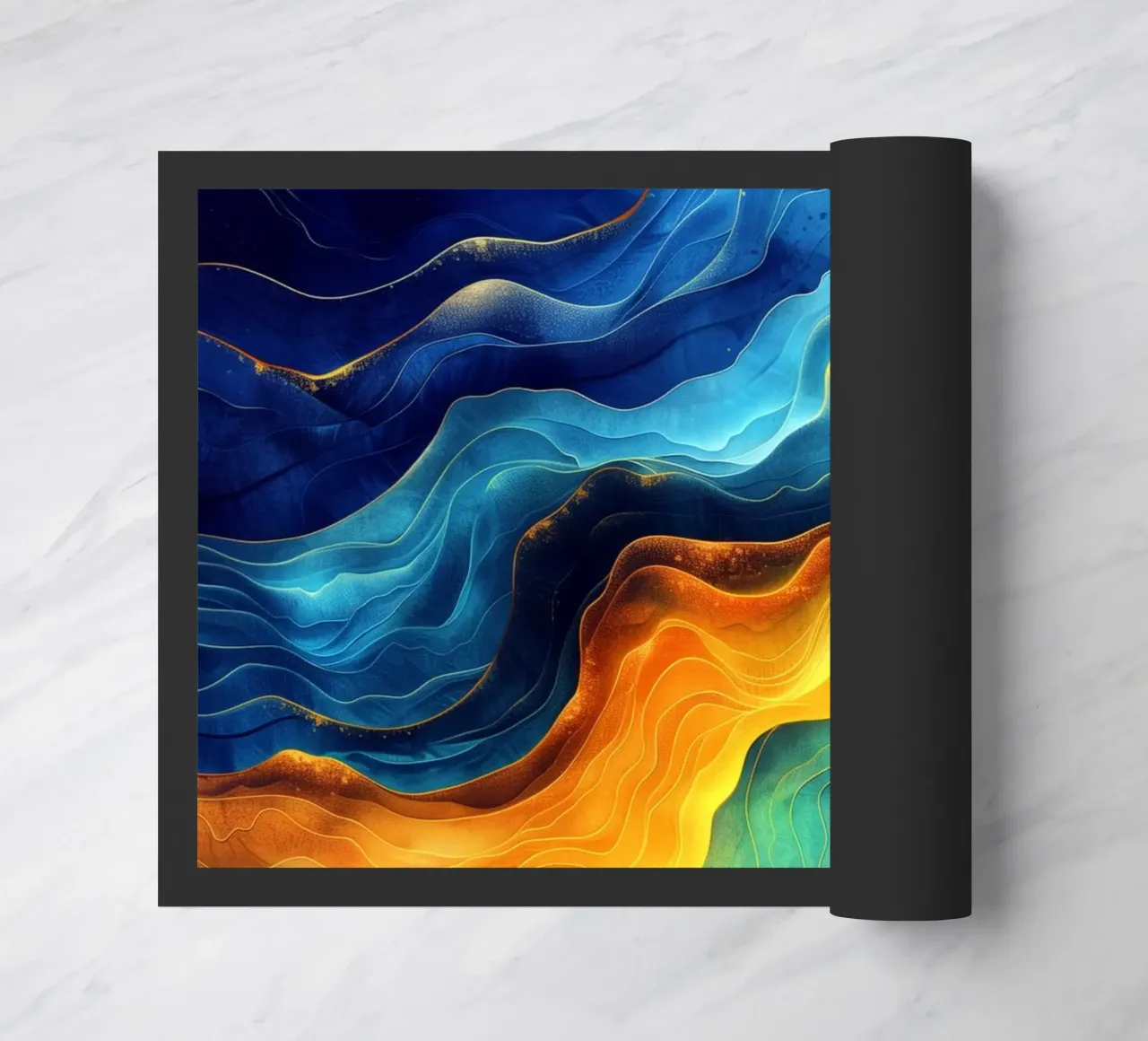 Abstracción azul olas arte felpudo de Justyna Jaszke JBJart
