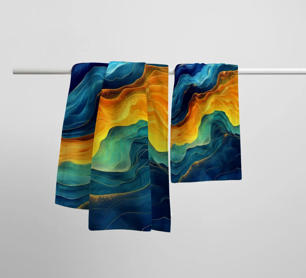 Abstraction bleue, vagues, art serviette de bain de Justyna Jaszke JBJart