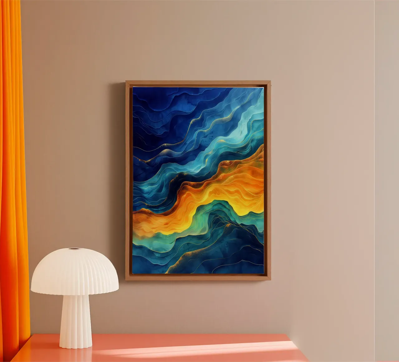 Blue abstraction waves art canvas by Justyna Jaszke JBJart