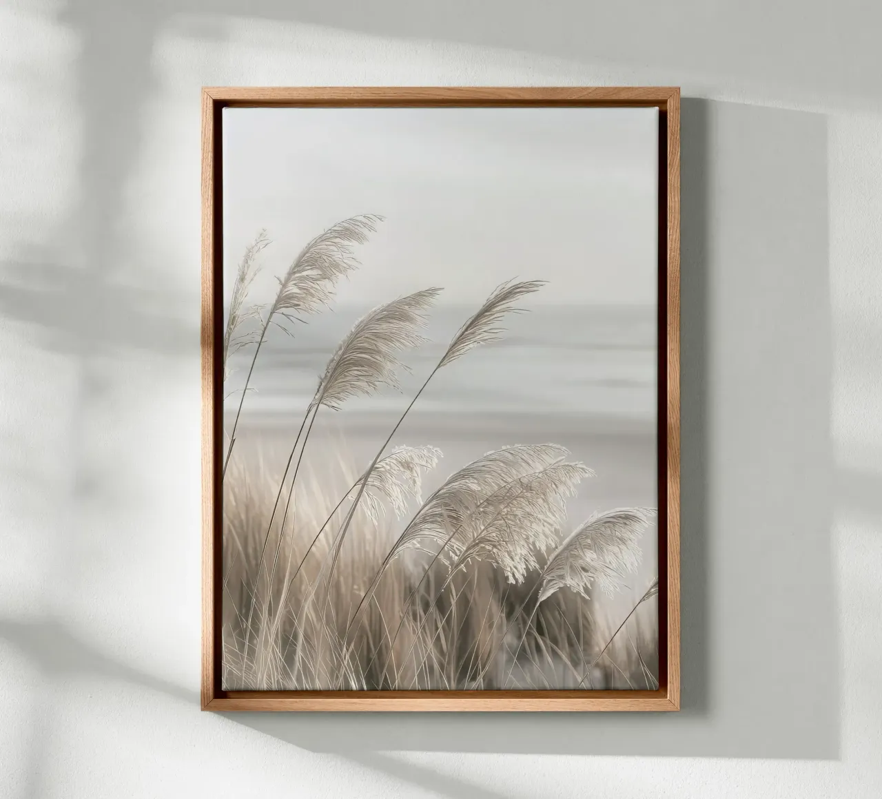 Pampagras aan de kust canvas met Baklijst van Melanie Viola