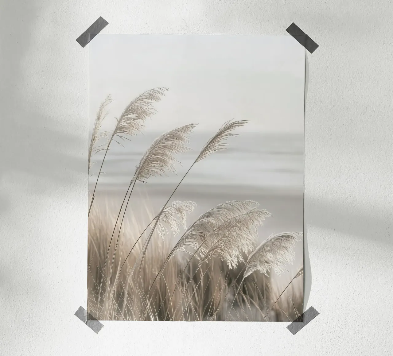 L'erba della pampa sulla costa poster con telaio in alluminio da Melanie Viola
