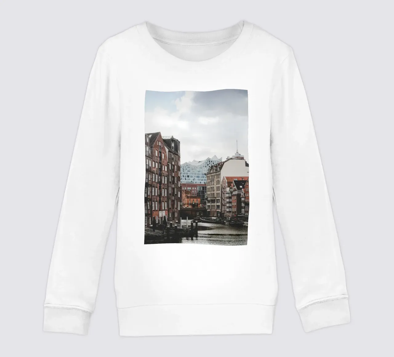 Amburgo a colori: Speicherstadt e la sala concerti Elbphilharmonie felpa bambino da Anja Hebrank Photography