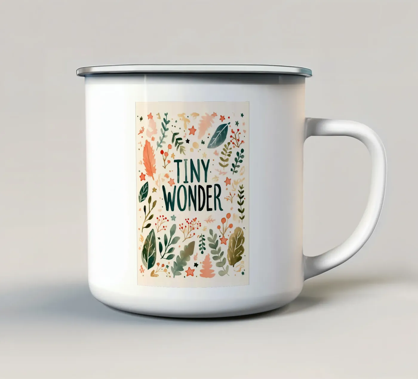 Tiny Wonder enamel mug by treechild