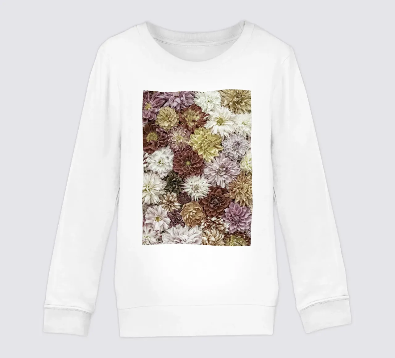 Soft Elegance in Bloom - Dalias en colores pastel sudadera para niño de Curious Collections by Marielle Leenders