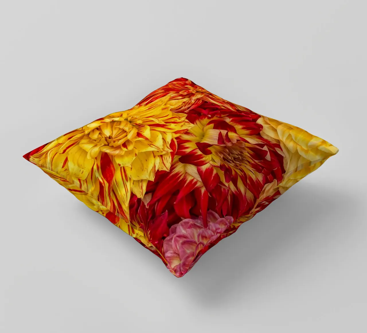 Un'esplosione di sole e calore - Dalie giallo/arancio cuscino da Curious Collections by Marielle Leenders
