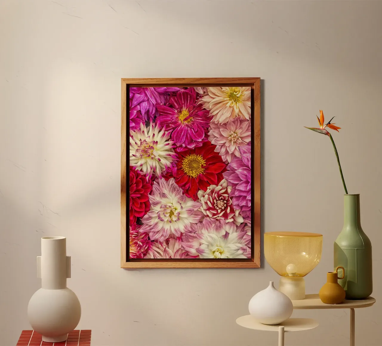 Perfección rosa - Dalias de color rosa intenso placa de forex de Curious Collections by Marielle Leenders