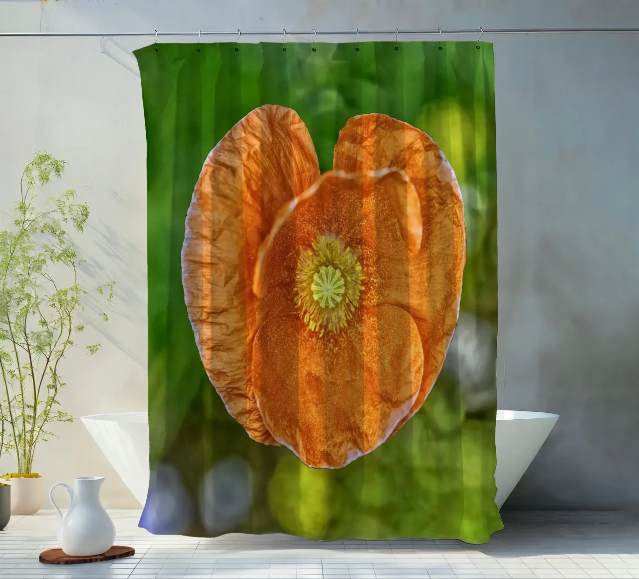 Amore in fiore - Papavero rosso a forma di cuore tenda da doccia da Curious Collections by Marielle Leenders
