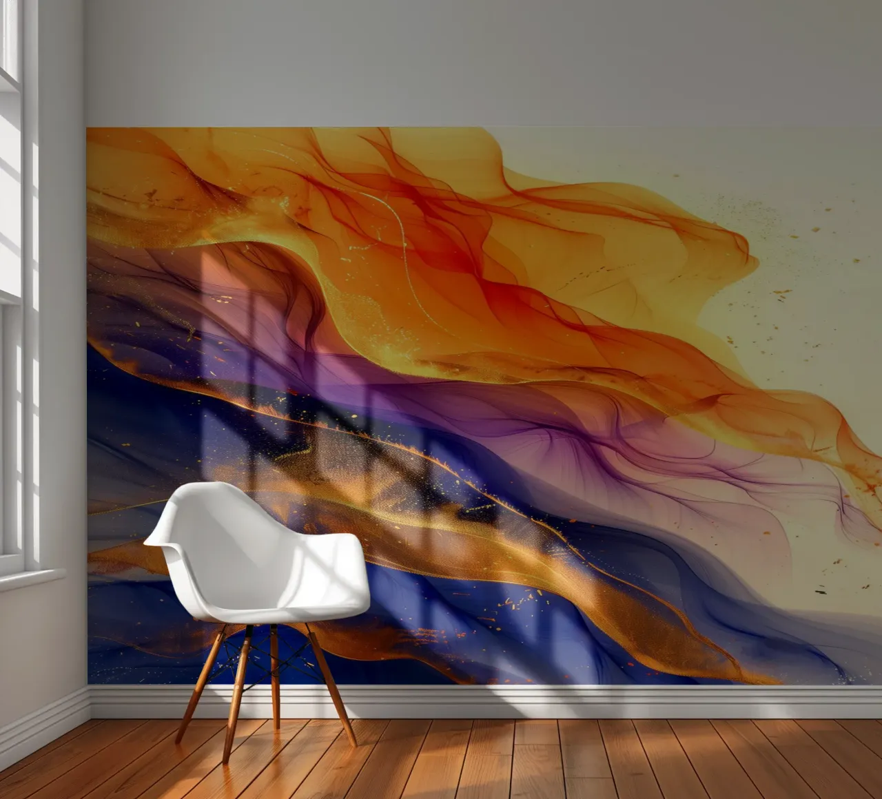 Arte de líneas fluidas y colores vivos papel para pared de Justyna Jaszke JBJart