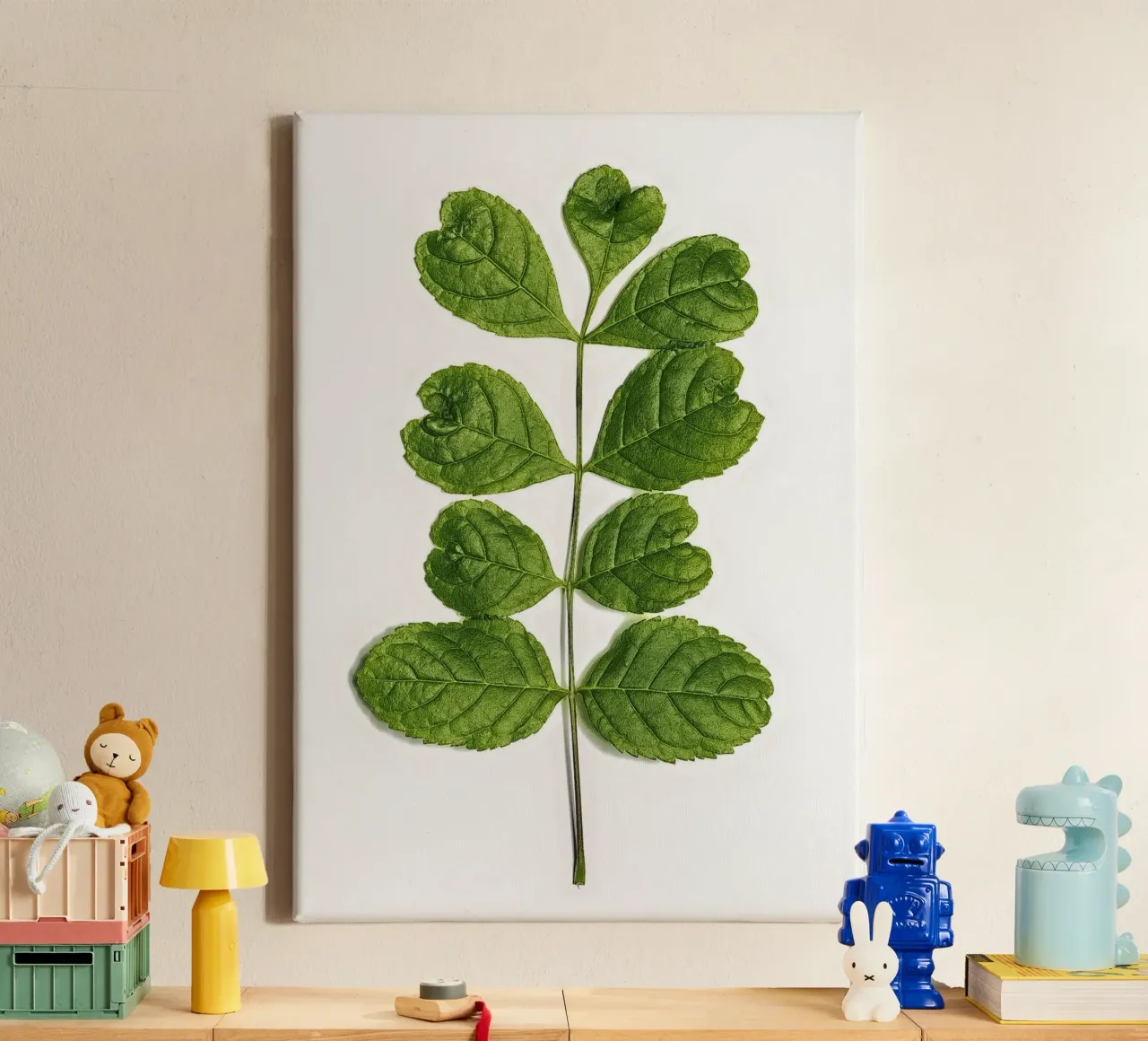 Un tocco d'amore nella natura - Foglie a forma di cuore tela con Cornice a cassetta da Curious Collections by Marielle Leenders