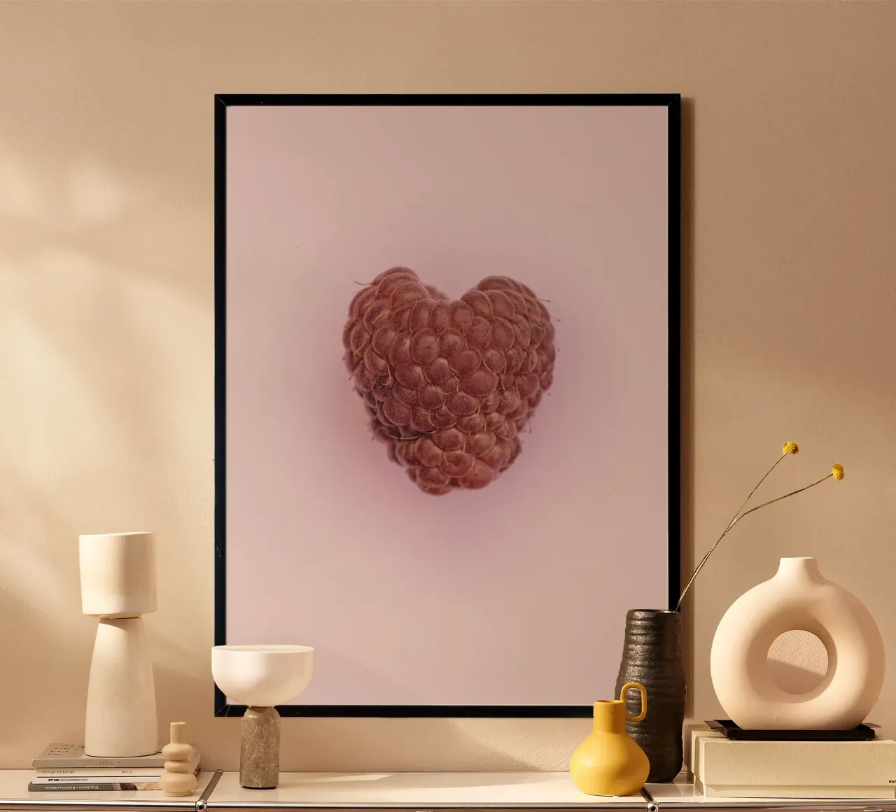 A Sweet Symbol of Love - Heart-Shaped Raspberry poster by Curious Collections by Marielle Leenders