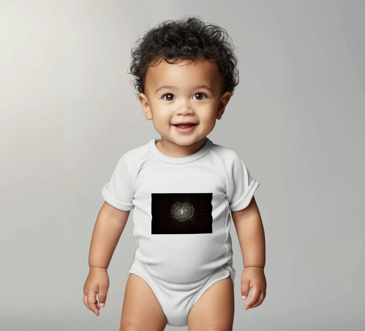 Ein Netz der Liebe - Die Spinne webt das Netz der Liebe Kurzarm Babybody von Curious Collections by Marielle Leenders