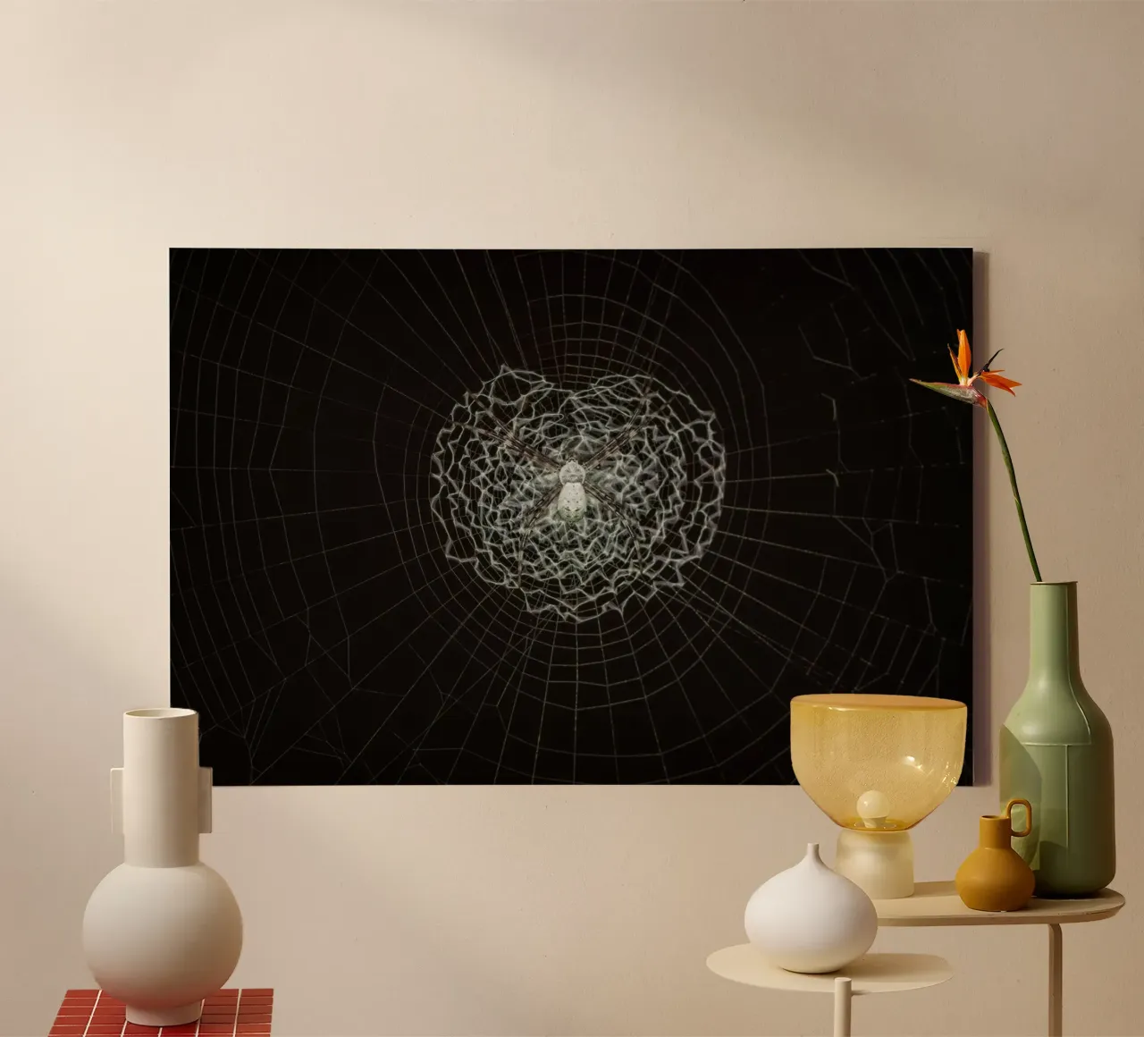 Ein Netz der Liebe - Die Spinne webt das Netz der Liebe Leinwand von Curious Collections by Marielle Leenders