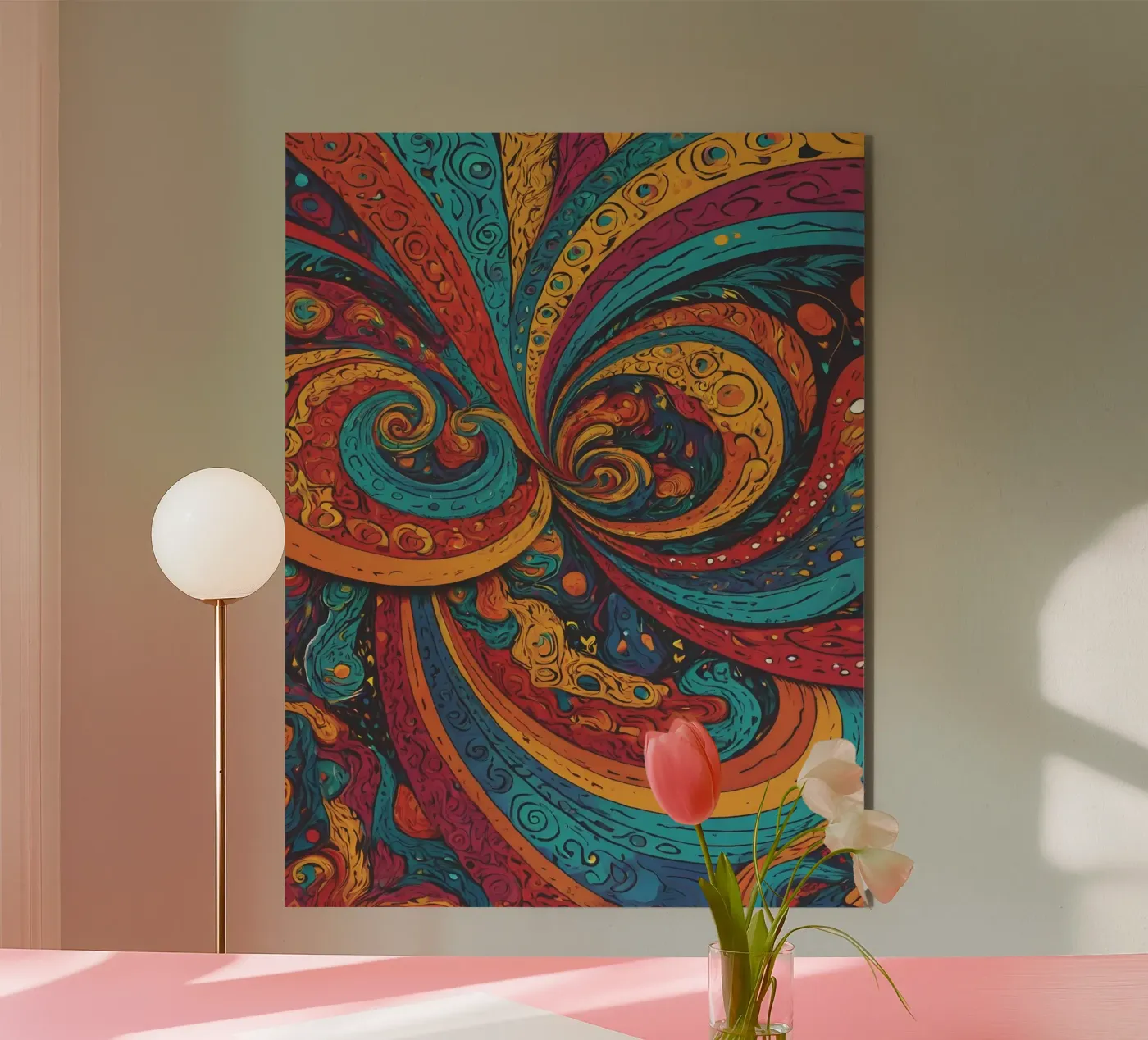 Psychedelisch patroon aluminium-dibond van Charnwood Prints
