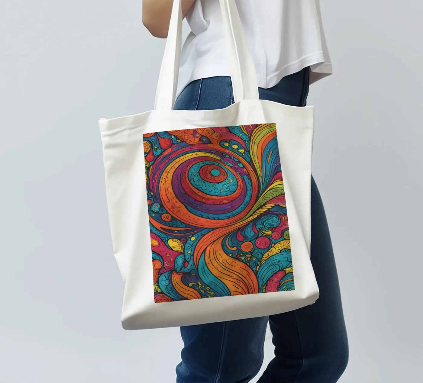 Motivo psichedelico borsa in juta da Charnwood Prints