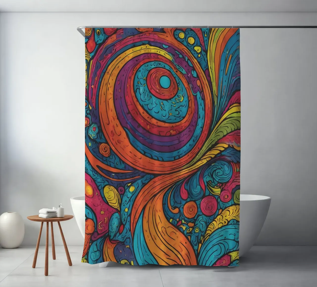 Psychedelic Pattern shower curtain by Charnwood Prints