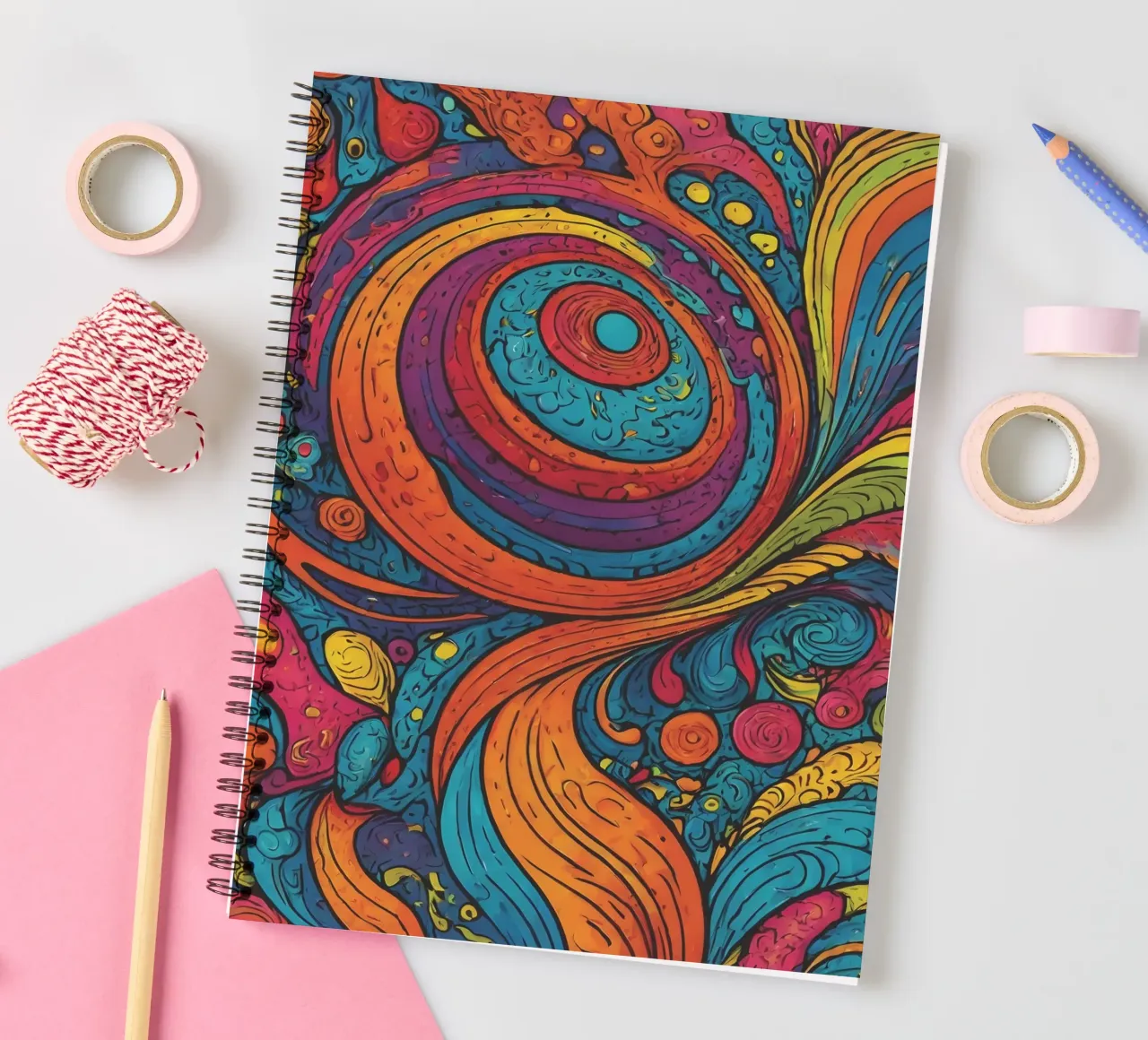 Psychedelic Pattern spiral notebook by Charnwood Prints