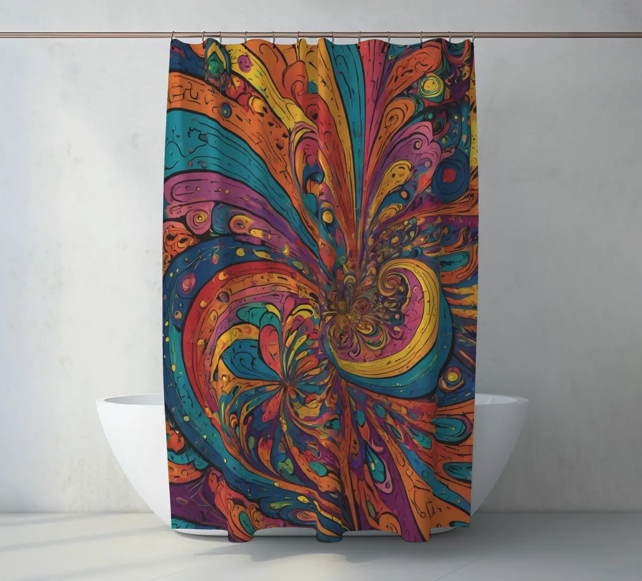 Psychedelic Pattern shower curtain by Charnwood Prints
