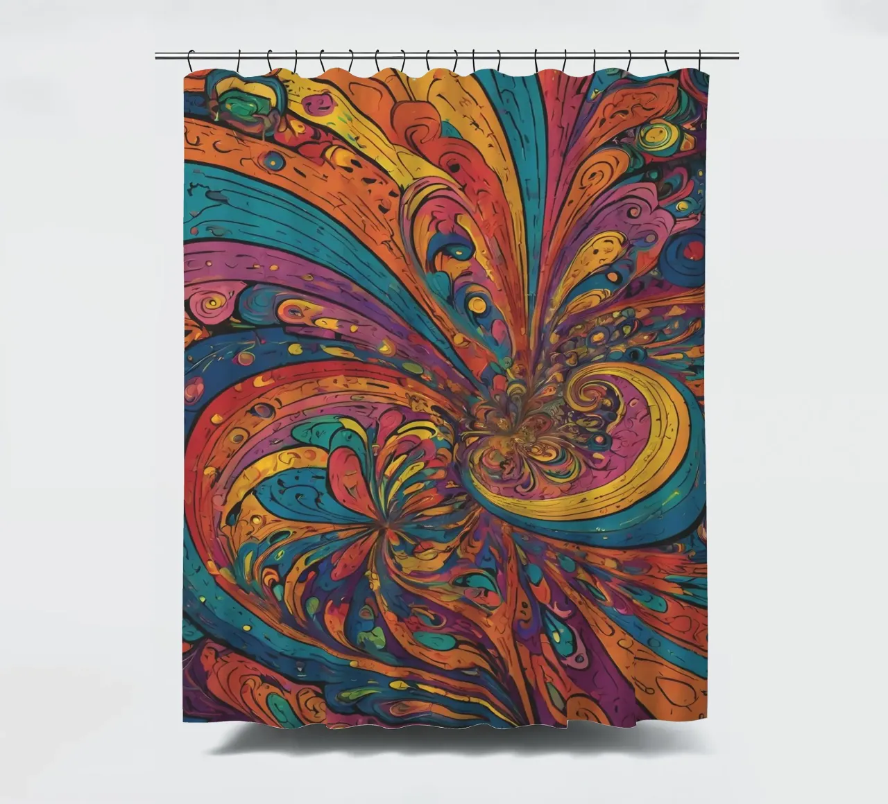 Psychedelic Pattern shower curtain by Charnwood Prints
